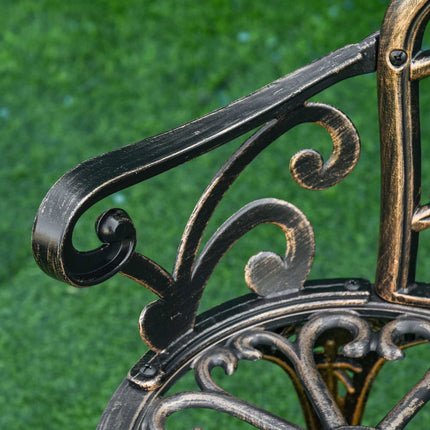 Antique Design Metal Garden Bench, Bronze, 2-Seater