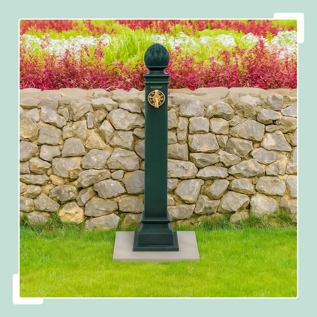 Antique Garden Fountain with Golden Tap, 80 cm