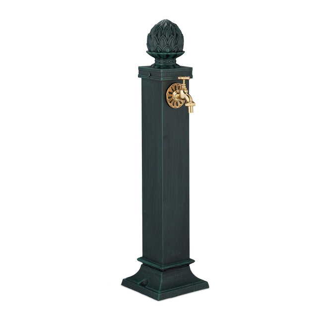 Antique Garden Fountain with Golden Tap, 80 cm