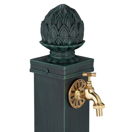 Antique Garden Fountain with Golden Tap, 80 cm