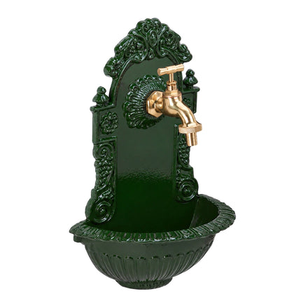 Antique Green Wall Fountain, Cast Aluminium Basin