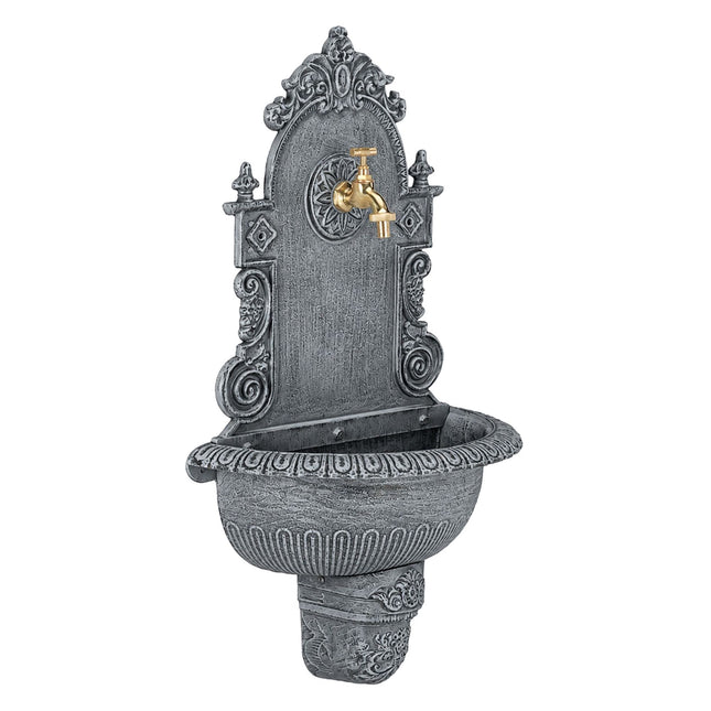 Antique Grey Wall Fountain, Cast Aluminium, XL