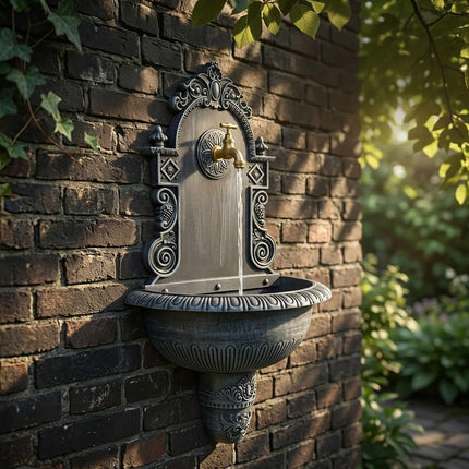 Antique Grey Wall Fountain, Cast Aluminium, XL