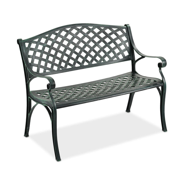 Antique Metal Garden Bench, Black & Green