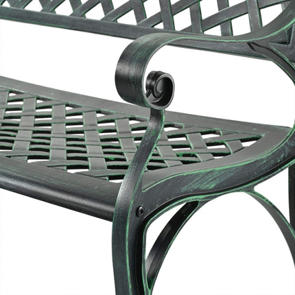 Antique Metal Garden Bench, Black & Green