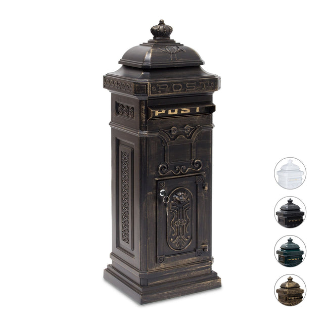 Antique Style Freestanding Mailbox, Cast Aluminium
