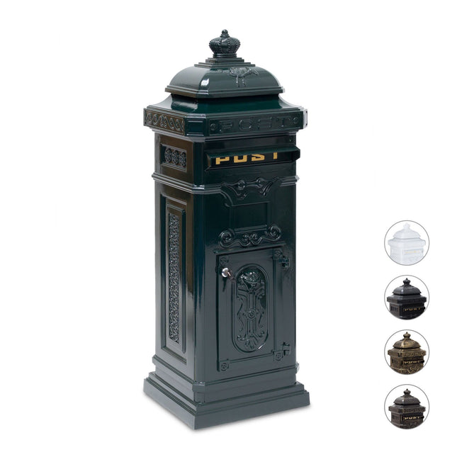 Antique Style Freestanding Mailbox, Cast Aluminium