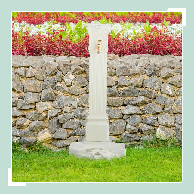 Antique-Style Metal Column Fountain with Tap, 93 cm