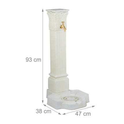 Antique-Style Metal Column Fountain with Tap, 93 cm