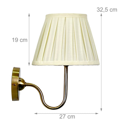 Antique Wall Lamp with Pleated Fabric Shade