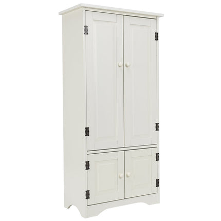 Antique Wood Highboard with Adjustable Shelves