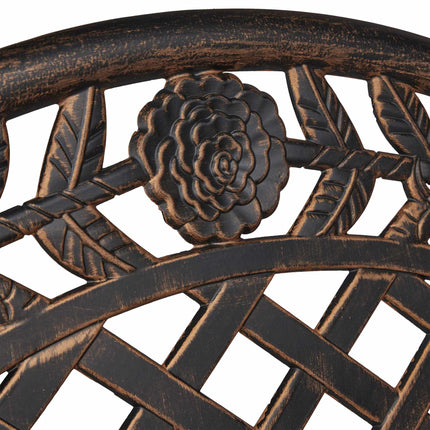 Antique style garden bench with roses