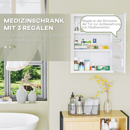 Wall-mounted pharmacy cabinet in steel, Lockable, White