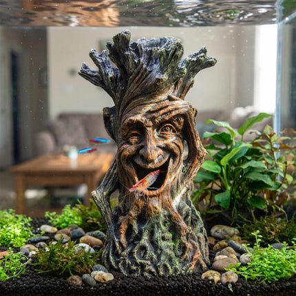 Aquarium Tree Ornament With Face, Cave Hideout, Resin