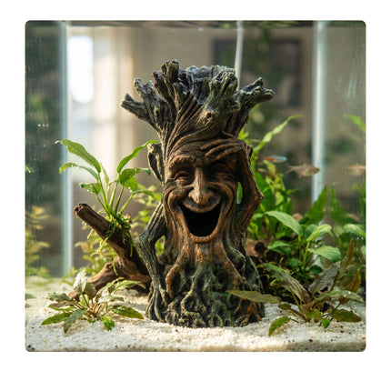 Aquarium Tree Ornament With Face, Cave Hideout, Resin