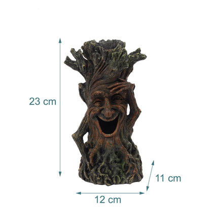 Aquarium Tree Ornament With Face, Cave Hideout, Resin