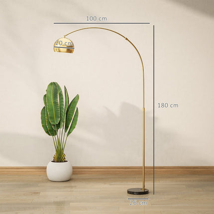 Arc Floor Lamp, Marble Base, 180 cm, Black/Gold