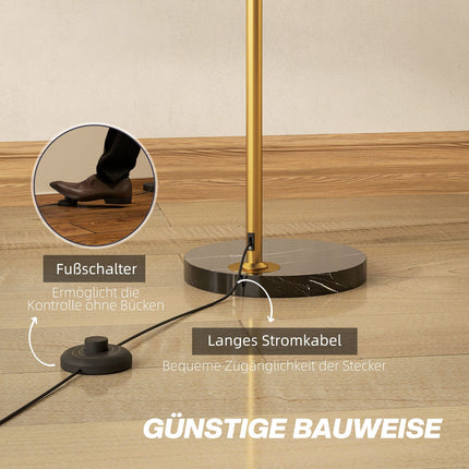 Arc Floor Lamp, Marble Base, 180 cm, Black/Gold