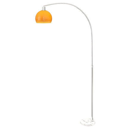 Arc Floor Lamp with Foot Switch, Marble Base, White/Orange