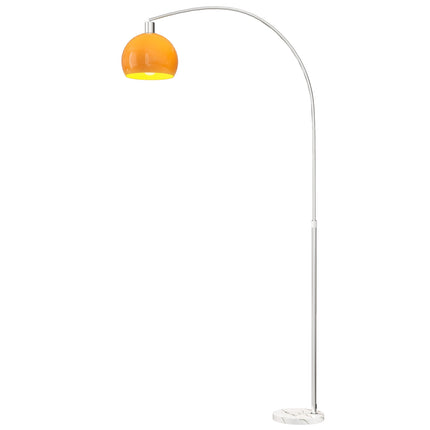 Arc Floor Lamp with Foot Switch, Marble Base, White/Orange