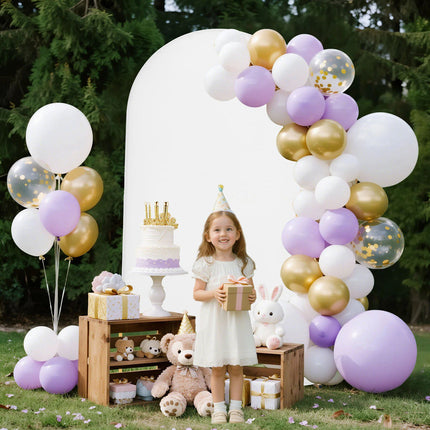 Arch Backdrop Stand 7.2 x 4 Ft, Gold Metal, With Cover