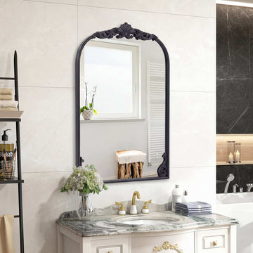Arched Baroque Wall Mirror, Gold Frame, 76x51/90x61 cm