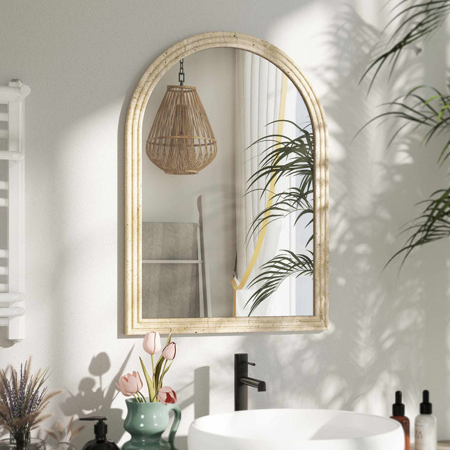 Arched Wall Mirror, Beige, 50 x 70 cm, Polystyrene Frame