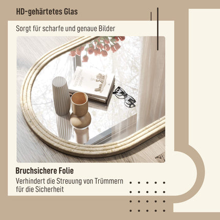 Arched Wall Mirror, Beige, 50 x 70 cm, Polystyrene Frame
