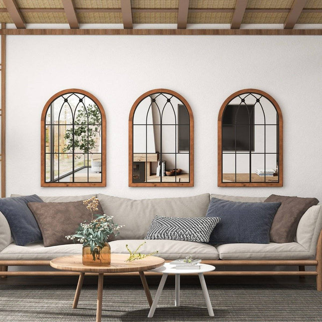 Arched Wall Mirror, Decorative Window Design, 60x90 cm