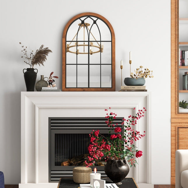 Arched Wall Mirror, Decorative Window Design, 60x90 cm