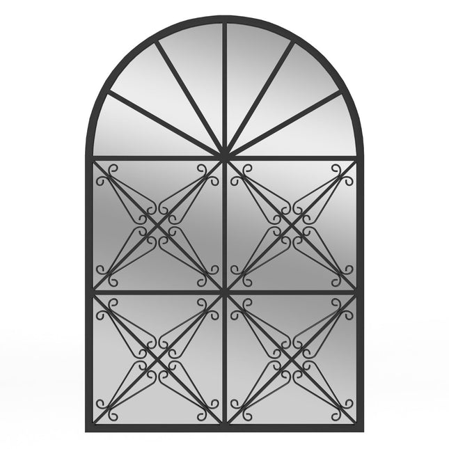 Arched Window-Style Wall Mirror with Metal Frame, 58x87 cm