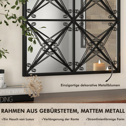 Arched Window-Style Wall Mirror with Metal Frame, 58x87 cm