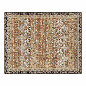 Area Rug 8x10, Washable Non-Slip Vintage, Brown Green