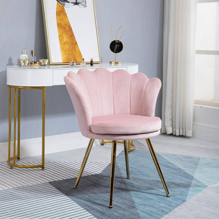 Pink Velvet Lounge Chair, Lotus Design, Metal Legs