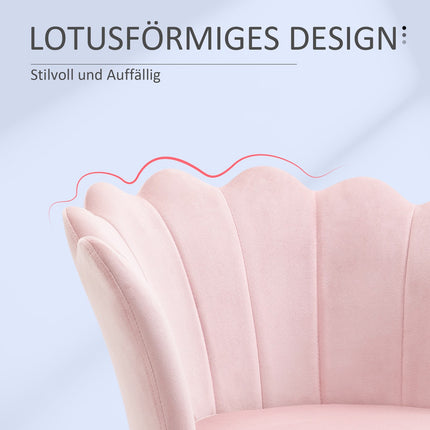 Pink Velvet Lounge Chair, Lotus Design, Metal Legs