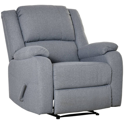 Lounge chair with side pocket, gray linen-polyester