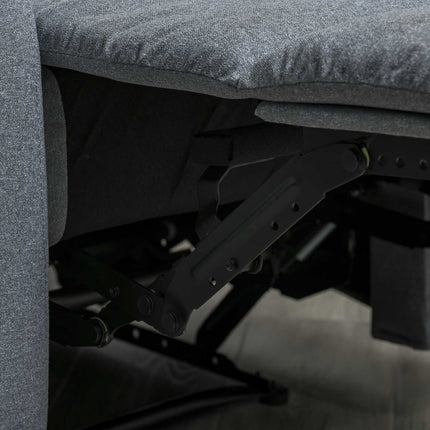 Lounge chair with side pocket, gray linen-polyester