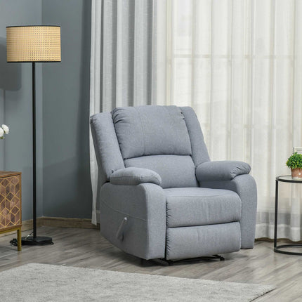 Lounge chair with side pocket, gray linen-polyester