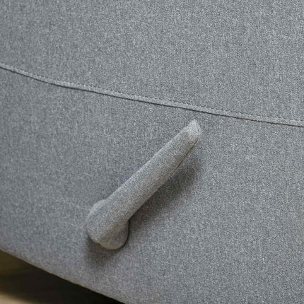 Lounge chair with side pocket, gray linen-polyester