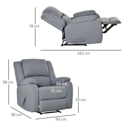 Lounge chair with side pocket, gray linen-polyester