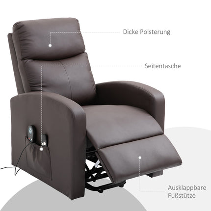 Electric massage chair, lie down with standing support, brown