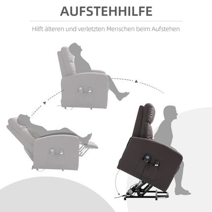 Electric massage chair, lie down with standing support, brown