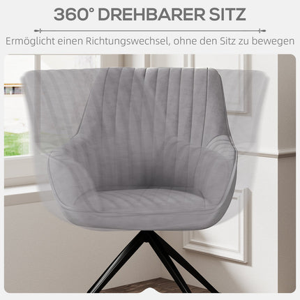 Swivel Velvet Armchair with metal legs, dark grey