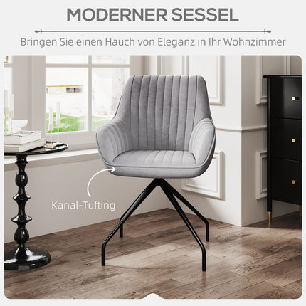 Swivel Velvet Armchair with metal legs, dark grey