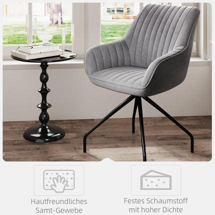 Swivel Velvet Armchair with metal legs, dark grey