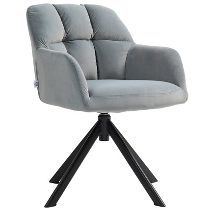 Gray swivel armchair, velvet fabric, metal legs, living room