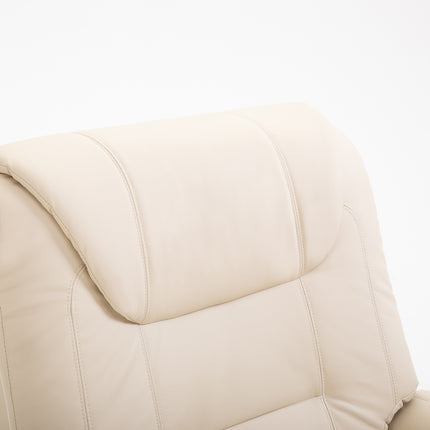 Electric recliner with heating, adjustable and cream colored artificial leather