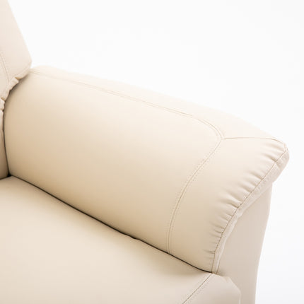 Electric recliner with heating, adjustable and cream colored artificial leather