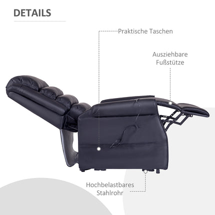 Reclining massage chair with standing aid and USB port