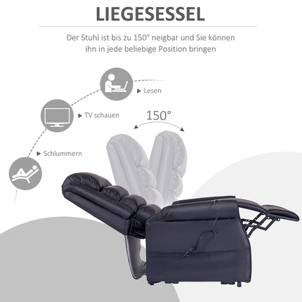 Reclining massage chair with standing aid and USB port